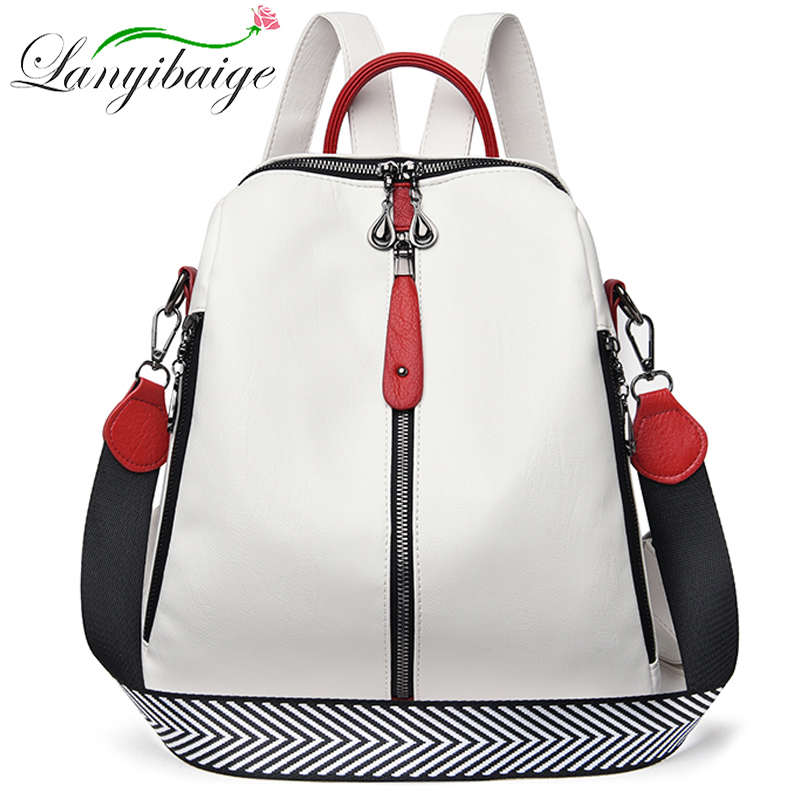 Women Bags White - Mode Rugzak Vrouwen Zacht Lederen Rugzak