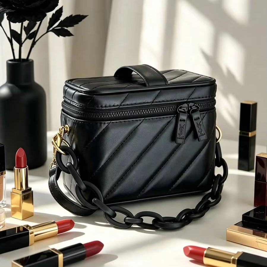 Women'S Ysl Bags Crossbody - YSL Zwarte Chevron Lederen Vierkante Make-up