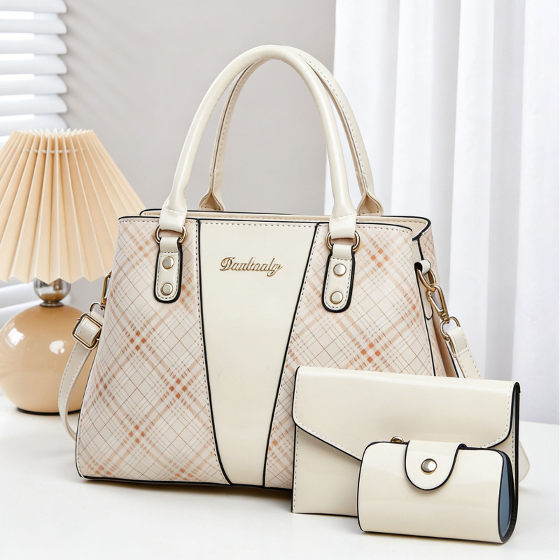Women Bags Leather - 3-delige dames tasset met geprinte patentleren,