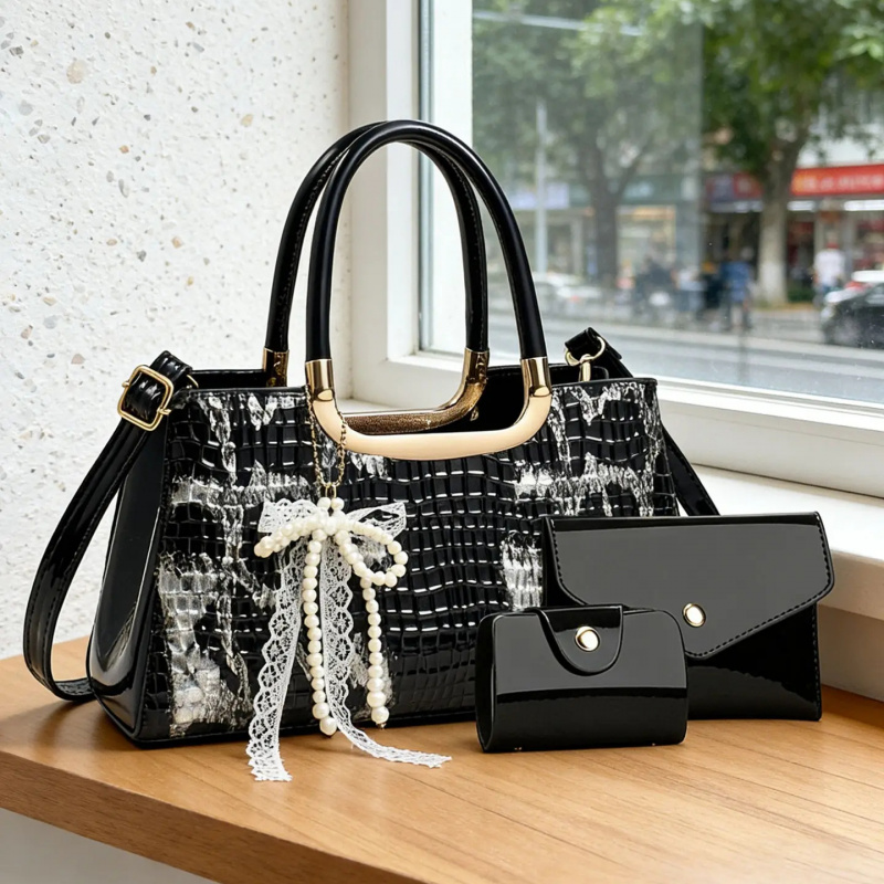 Women Bags Leather - Dameshandtasset, avondclutch met krokodillenpatroon, feestelijke crossbody