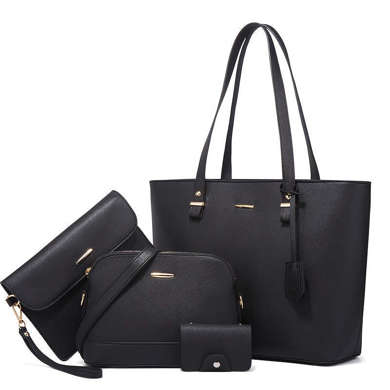Women Bags Leather - 4 stuks mode damestassensets effen kleur