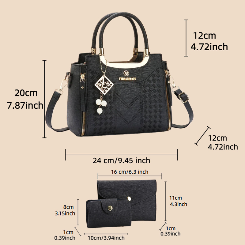 3-delige handtasset van lychee - Women Bags Leather recensie en prijs