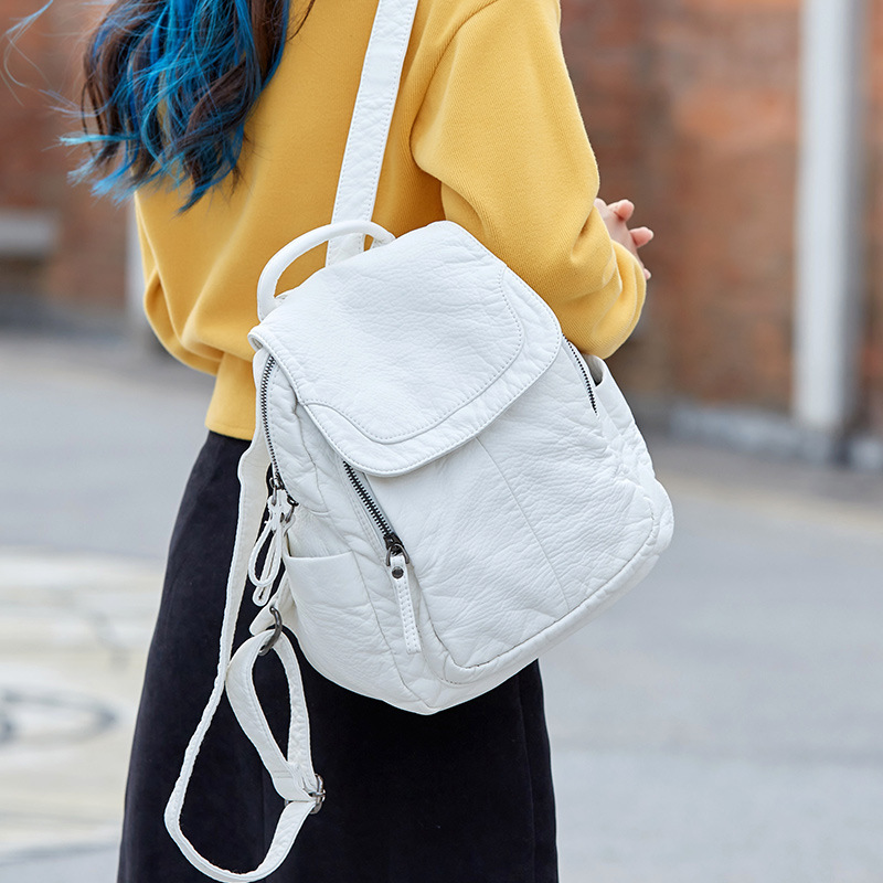 Damesrugzak Witgewassen Leren  - Women Bags White recensie en prijs