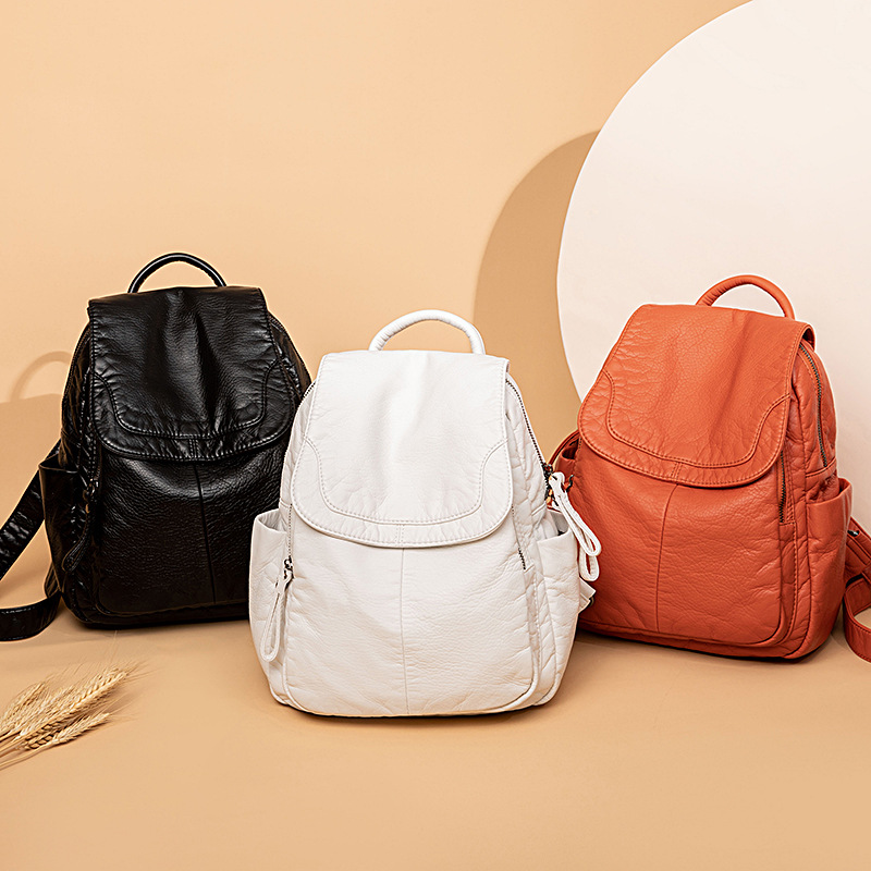 Damesrugzak Witgewassen Leren  - Women Bags White recensie en prijs